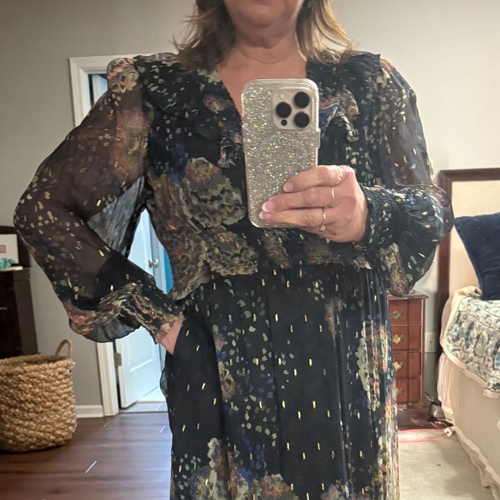 Anthropologie navy maxi dress